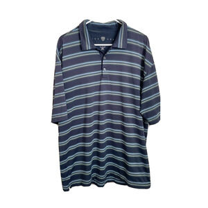 Nike Golf Mens Blue Striped XL Polo Shirt Dri Fit Short Sleeve Button Pre-owned